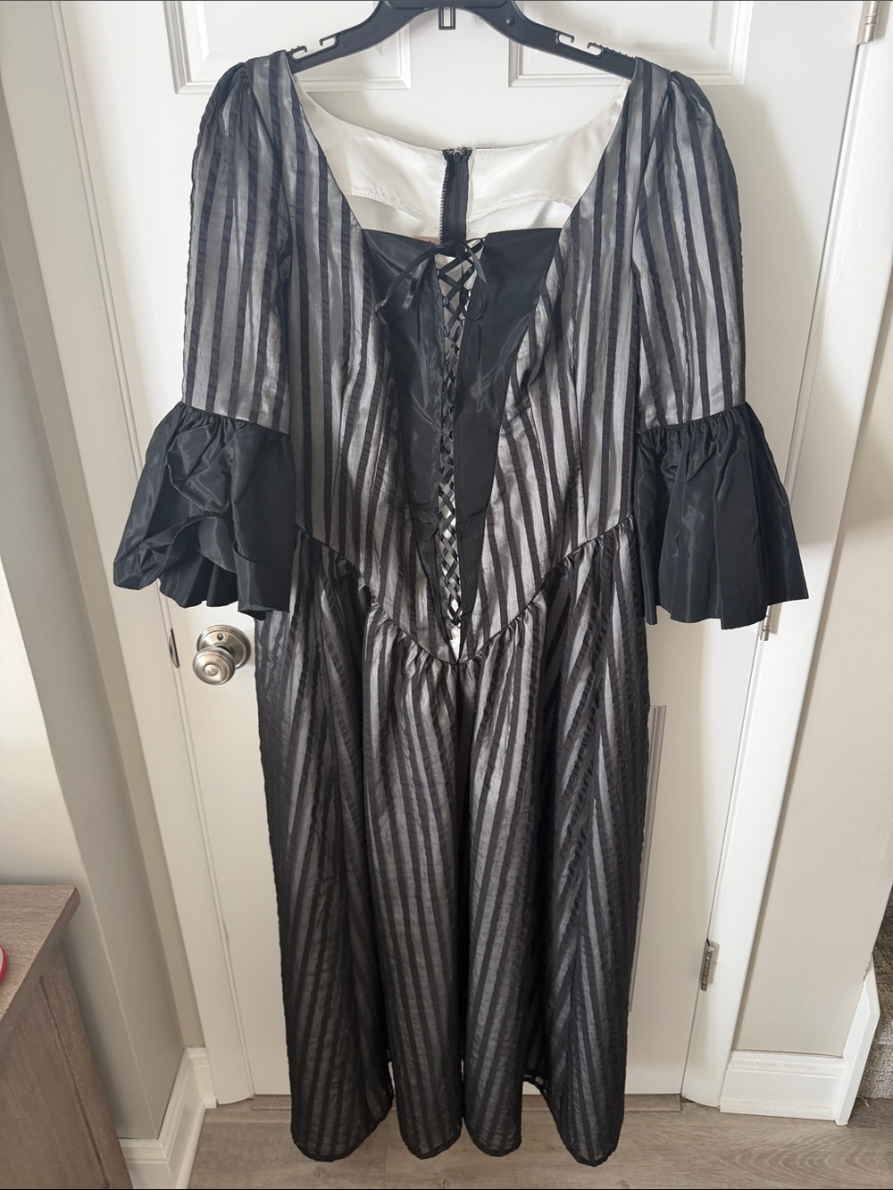 Recollections Gothic Striped Dress Corset Bodice Bell Sleeve Costume Large